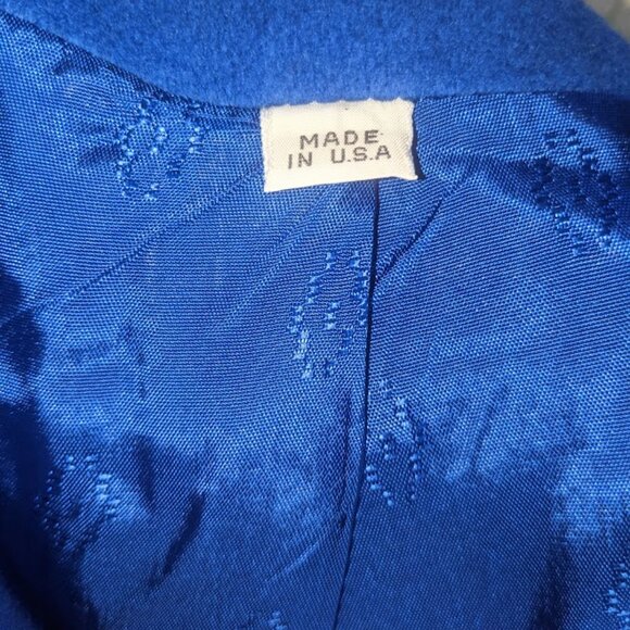 VINTAGE WOOL Double Breasted Royal Blue Coat SIZE 12 -Fit 14-16 NEW WITH TAG NWT - Picture 9 of 9